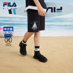 凉感功能 新款 FILA斐乐童装 2025年夏季 男中大童五分裤 儿童短裤