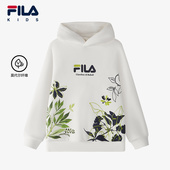 新款 FILA斐乐童装 儿童卫衣2025年冬季 男中大童连帽套头卫衣上衣