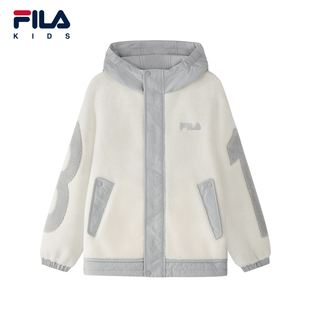 FILA斐乐儿童外套女童2025年冬季新款男童中大童仿羊羔绒连帽上衣