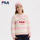 儿童毛衣冬季 新款 满印毛衫 FILA斐乐童装 女中大童保暖上衣编织衫 潮