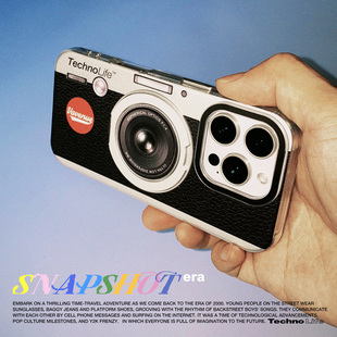 VAVENUE胜利大道 复古风环形支架古早风 原创复古相机自带支架手机壳适用苹果15iPhone16ProMax创意设计美式