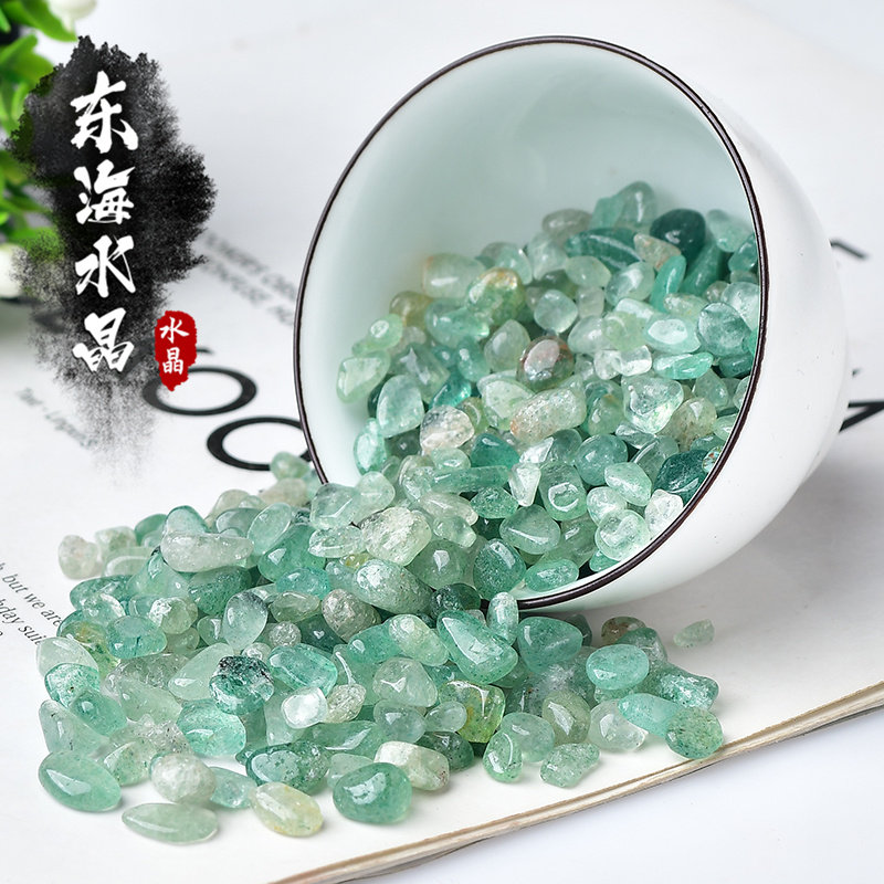 天然绿草莓晶碎石绿色草莓晶原石水晶招桃花摆件鱼缸造景曼扎宝石