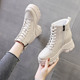 薄款 女秋季 厚底内增高马丁靴子 高跟松糕鞋 白色短靴女春秋2025新款