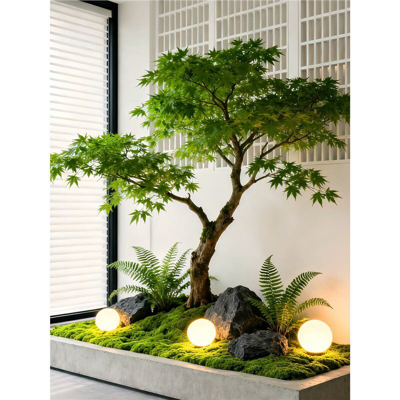 仿真绿植枫叶假树鸡爪槭景观造景室内户外软装橱窗楼梯口装饰摆件