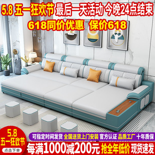现代简约科技布沙发床折叠两用多功能推拉伸缩客厅家具布艺沙发床