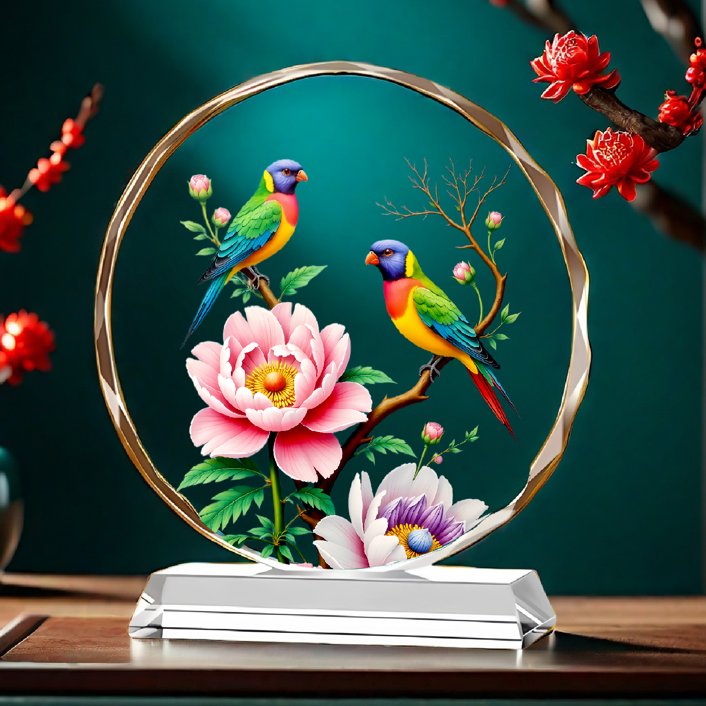 喜上眉梢水晶摆件喜鹊喜事喜庆家居客厅装饰品乔迁新居开业礼物