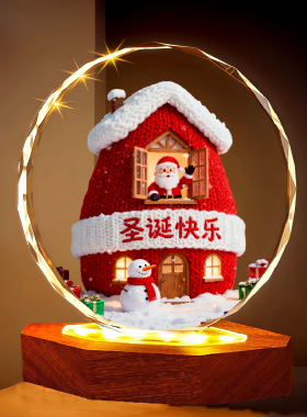 圣诞老人水晶装饰摆件可发光桌面客厅圣诞节装扮礼物道具