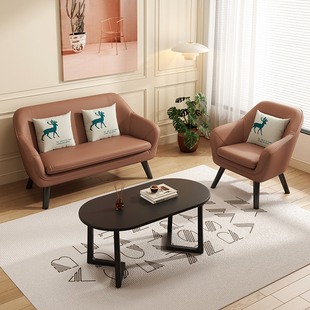 办公沙发茶几组合商务接待室会客组合小型心理咨询办公室双人简约