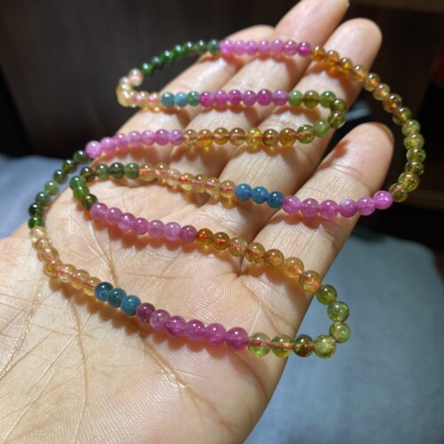 天然碧玺手链女款三圈时尚百搭饰品送女友闺蜜生日礼物