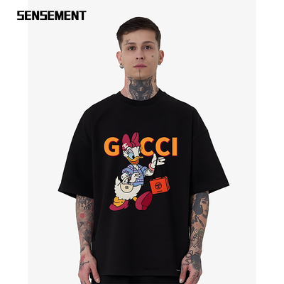 SENSEMENT 欧洲站卡通涂鸦版画印花潮奢情侣短袖T恤男女凉感百搭