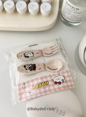 超甜bb夹~可爱咖色猫咪勺子叉子发夹碎夹甜美刘海侧边夹