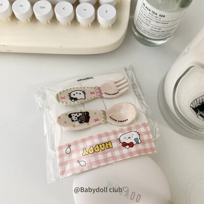 超甜bb夹~可爱咖色猫咪勺子叉子发夹碎夹甜美刘海侧边夹