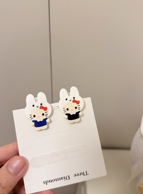 (一对装)完全萌神来着•hello kitty米菲兔结合发夹！侧边刘海夹