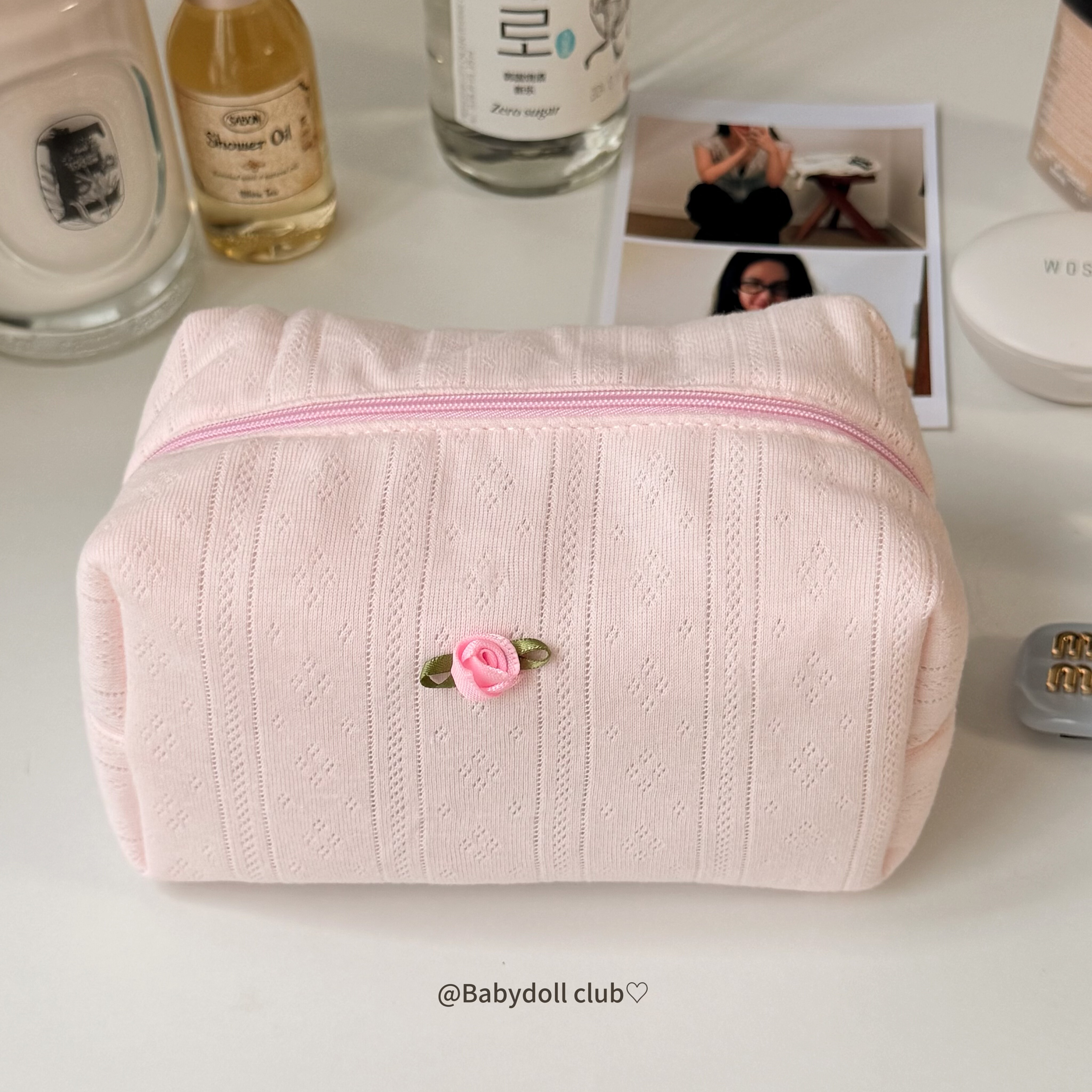 bm风！双下巴真可爱同款！粉色化妆包旅行洗漱包卡通化妆品收纳包