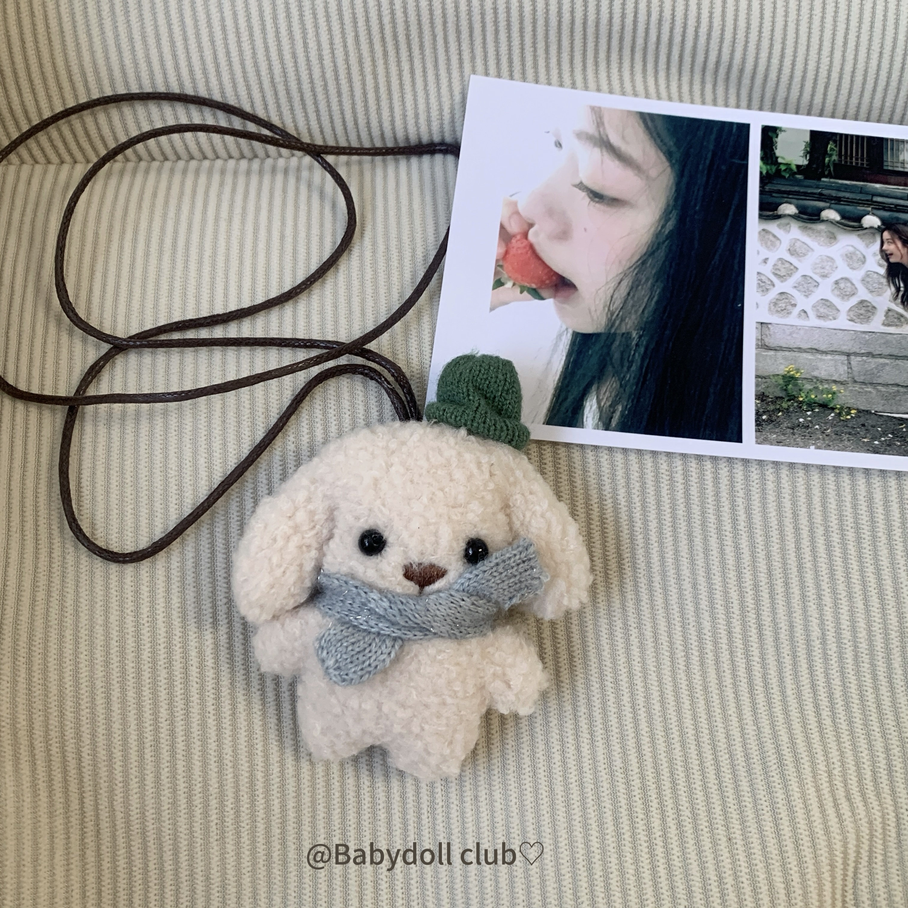 小韩最近很火~卡通毛绒小熊小狗项链可爱仿皮可调节项圈挂绳项饰