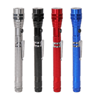 可弯式伸缩吸棒拾捡器强磁吸力棒汽修吸螺丝工具双磁铁3LED灯吸杆