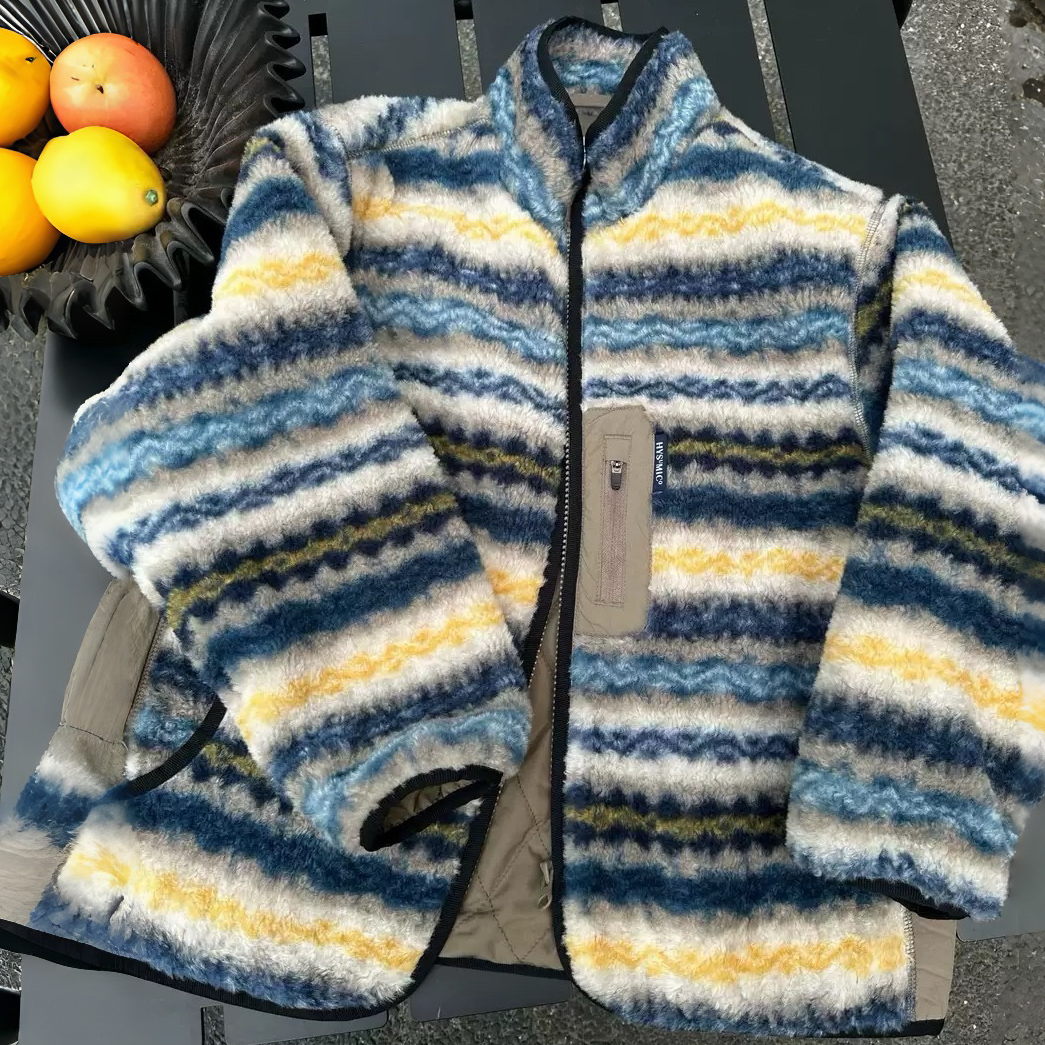 ENOCHBABY冬季新款复古民族风条纹 费尔岛花色棉服羊绒保暖外套