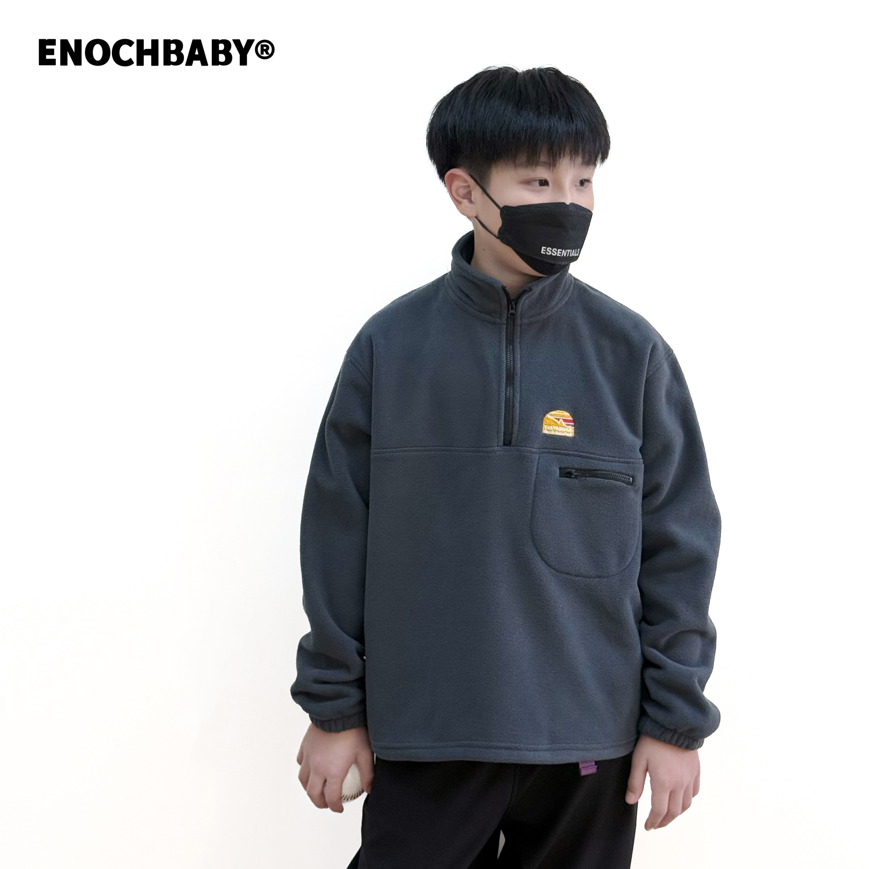 ENOCHBABY男童卫衣冬季新款儿童保暖卫衣拉链高领摇粒绒上衣外套
