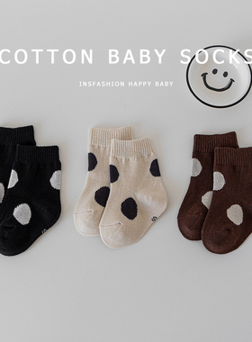 新生男女宝宝婴幼儿中大童0-3岁a类精梳棉春秋季波点中筒百搭袜子