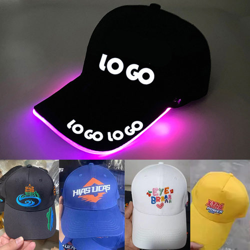 LED光纤发光棒球帽LOGO夜光