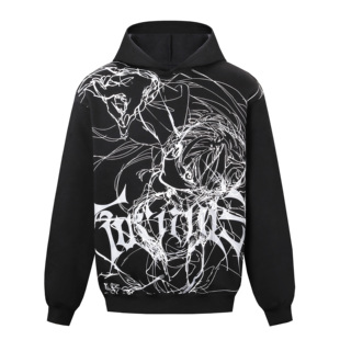 olioni薇尔莉特宅系二次元 动漫印花双色痛卫衣 原创早春男女情侣装