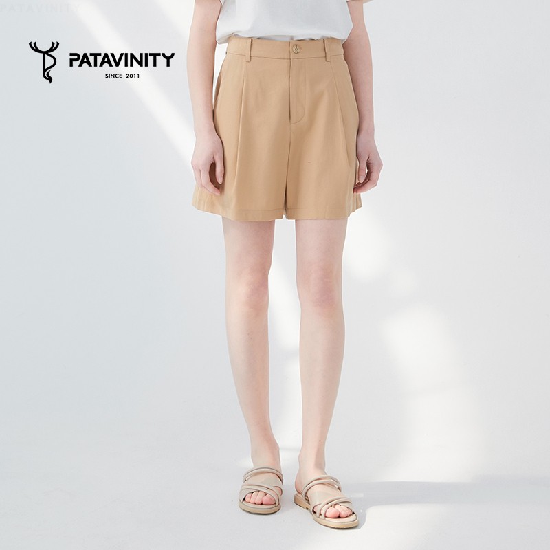 PATAVINITY夏素色休闲西装短裤女装8F3223008