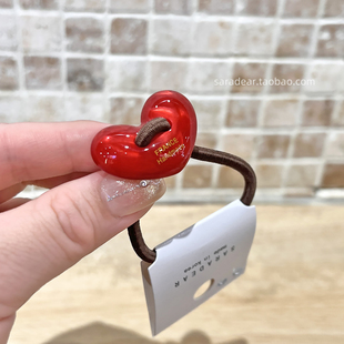 韩国进口France金标新年本命年红色小爱心发圈法式高马尾头绳皮筋