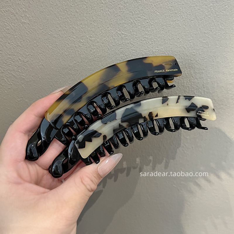 韩国进口France金标大号小号高马尾香蕉夹法式豹纹竖夹扭扭夹发夹