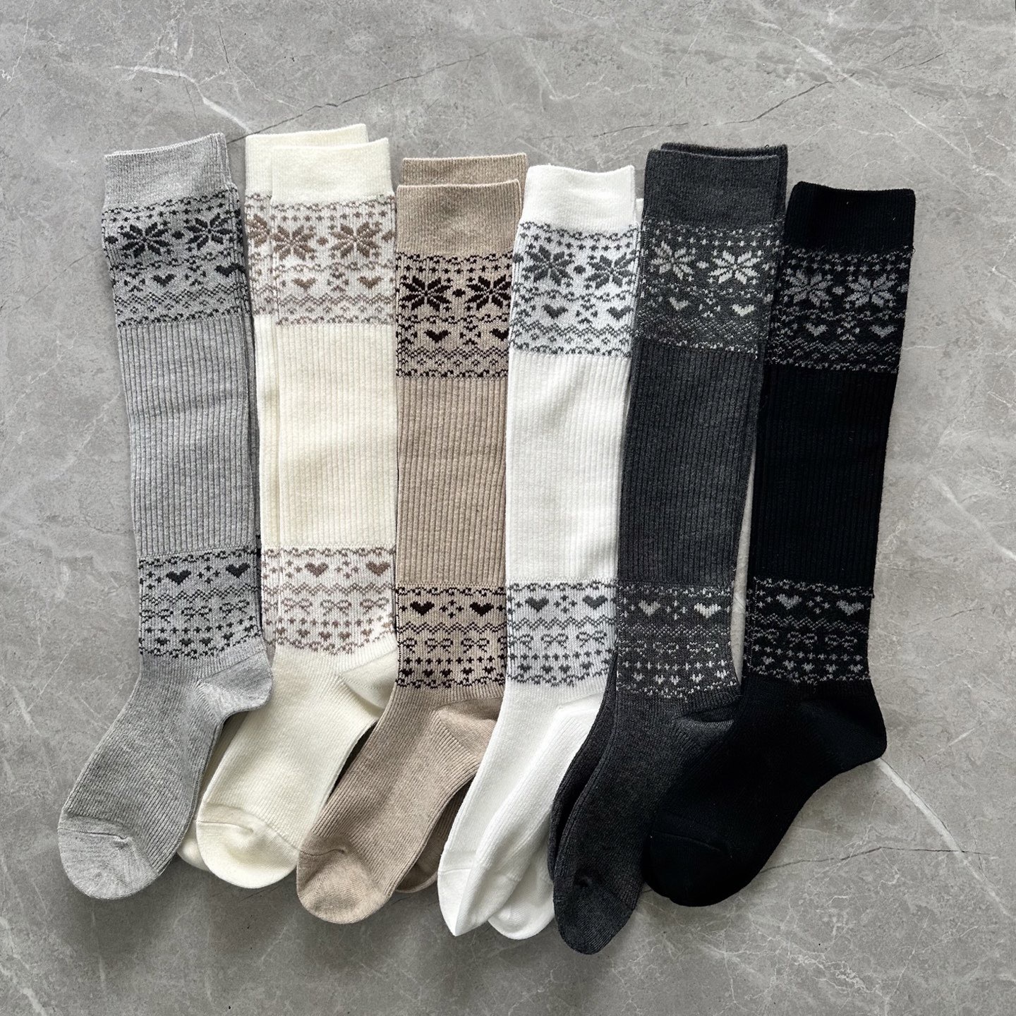 费尔岛复古羊绒中筒及膝袜半腿潮袜秋冬保暖针织堆堆袜长直播批发