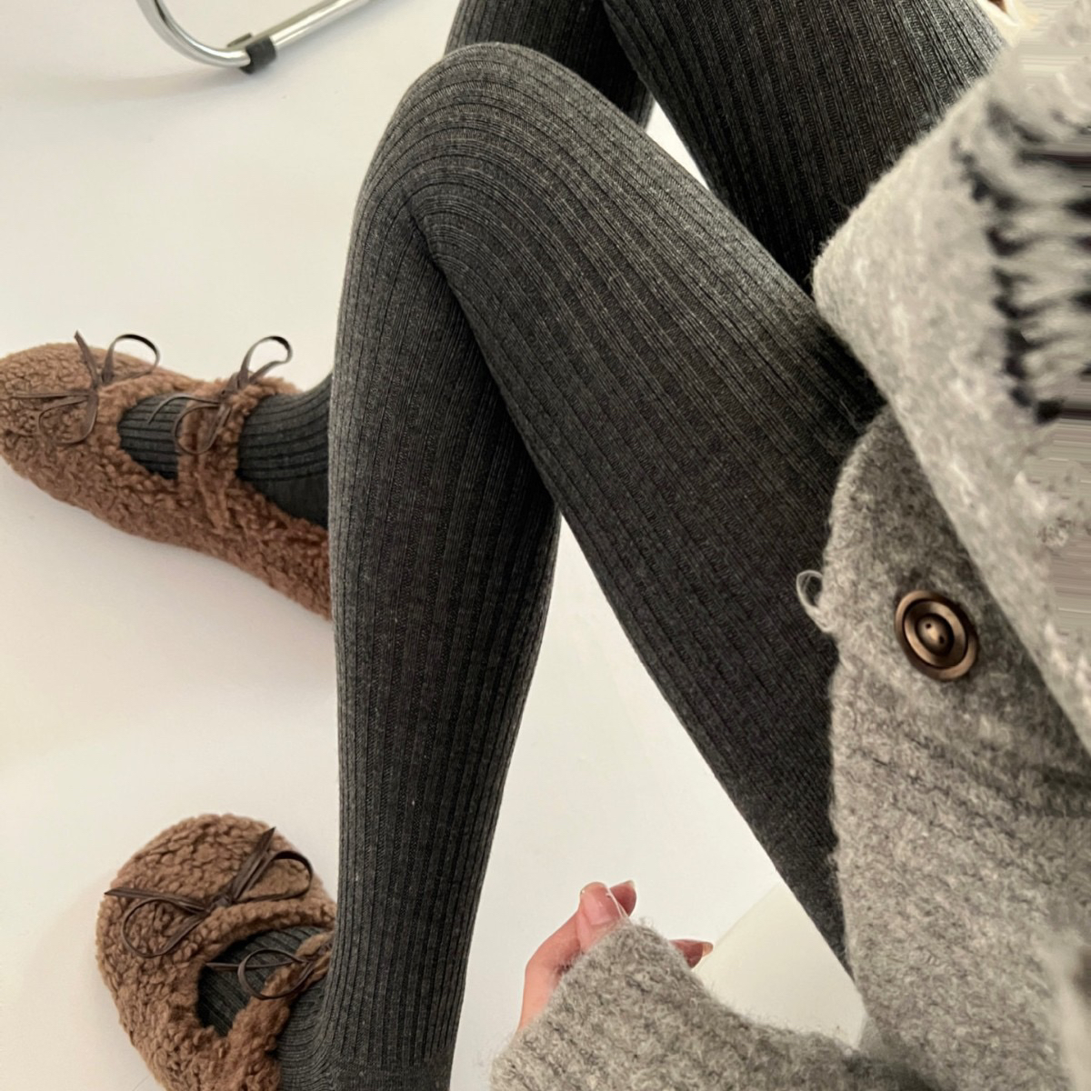 秋冬宽条羊毛自发热保暖显瘦加绒加厚百搭显瘦直角跟打底连裤袜女