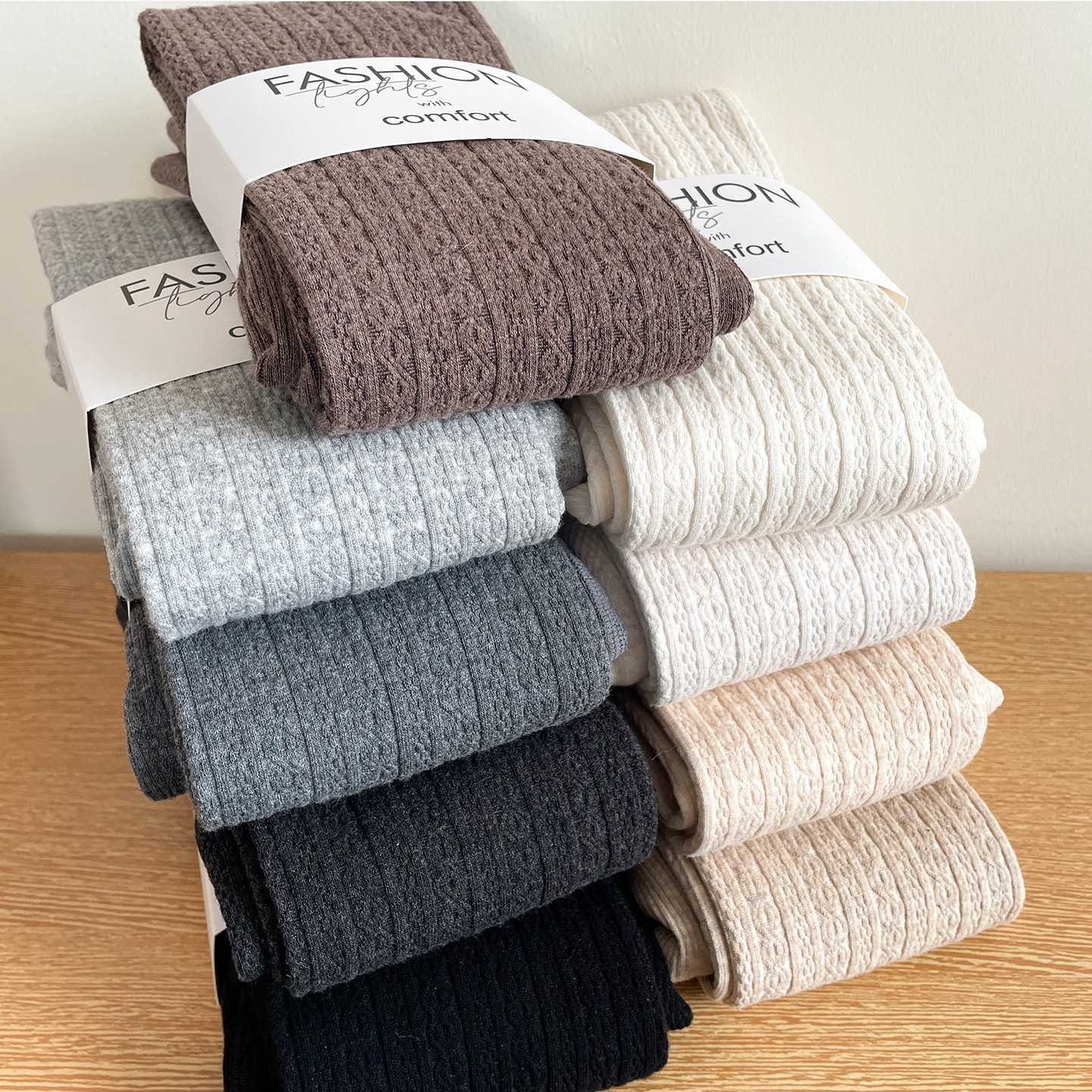 秋冬日系奶白色加厚保暖显瘦压力瘦腿麻花竖条连裤袜灰色打底