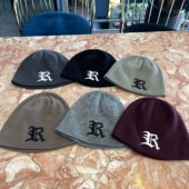 韩国东大门代购 秋冬新款 字母R刺绣毛线针织帽防寒保暖帽子男女潮