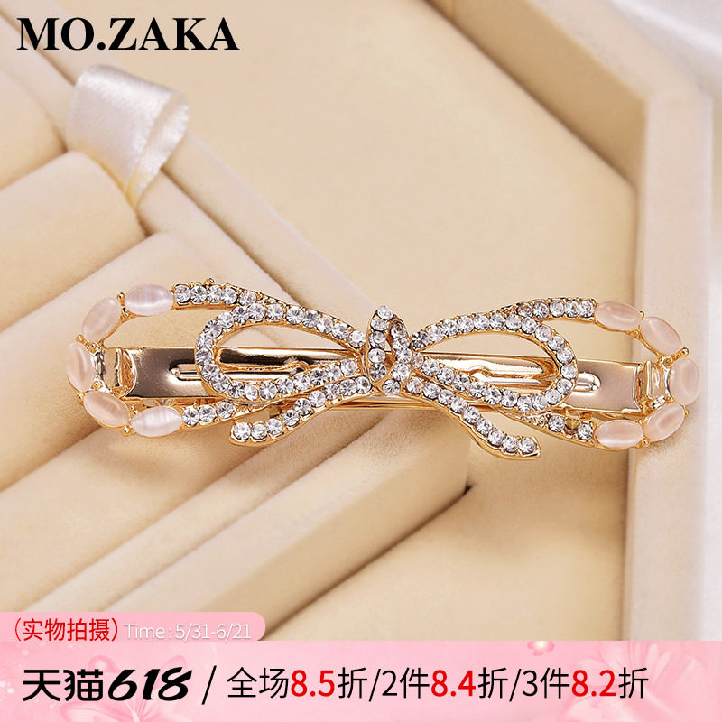蝴蝶结短发发量少弹簧夹子发夹女发饰后脑勺夏天半扎发尾盘发卡子