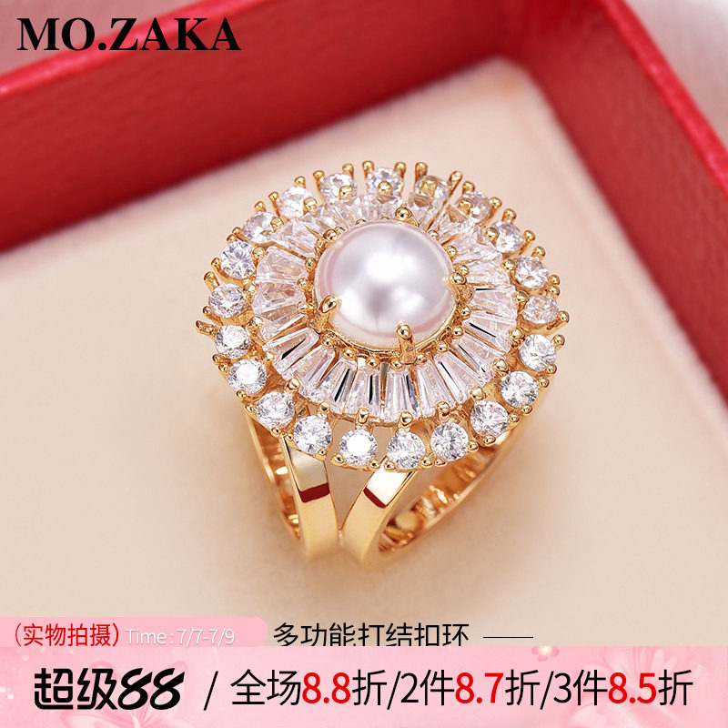 三环丝巾扣女高档两用奢华仿珍珠小方巾配饰韩版气质固定打结扣环