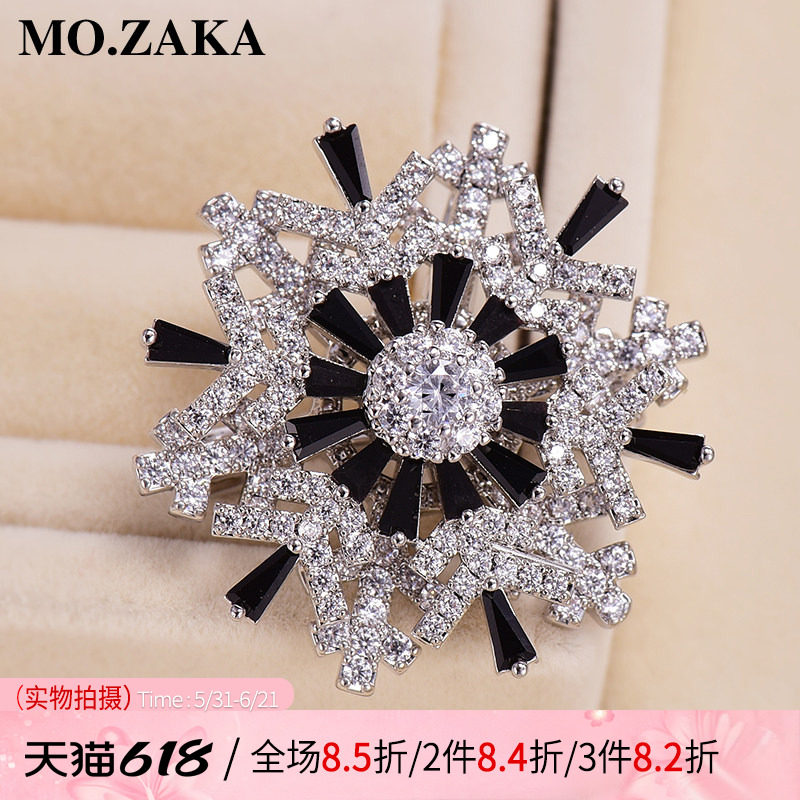 旋转雪花胸针女气质百搭个性两用长款项链西服男领子胸花别针配饰