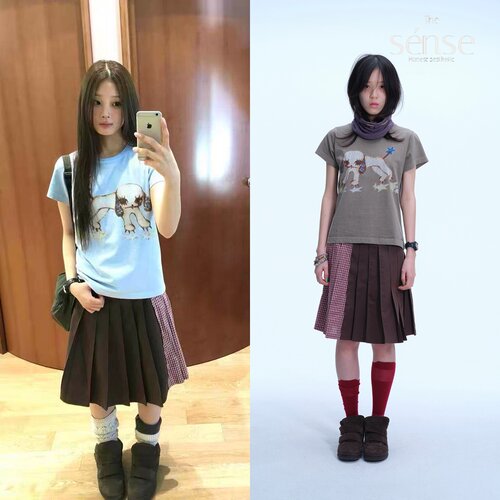 圆领小狗印花短袖T恤上衣女