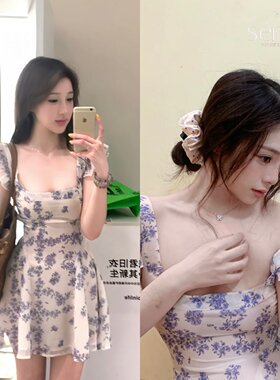 浪漫气质碎花迷你连衣裙女