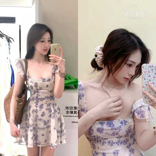 浪漫气质碎花迷你连衣裙女