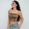 Leopard blouse back strap est female Leopard jacket back Bandage Vest