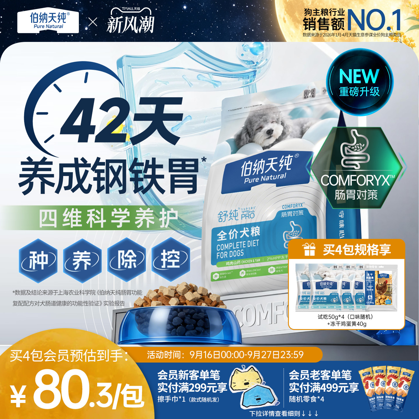 伯纳天纯舒纯PRO狗粮鸡肉山药低敏肠胃小型柴犬泰迪比熊成犬幼犬