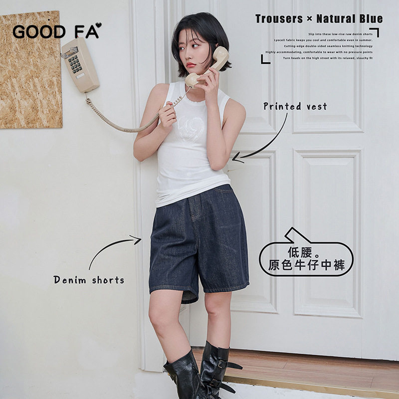 GOOD FA 2026年春夏女士原牛色基础百搭直筒牛仔短裤