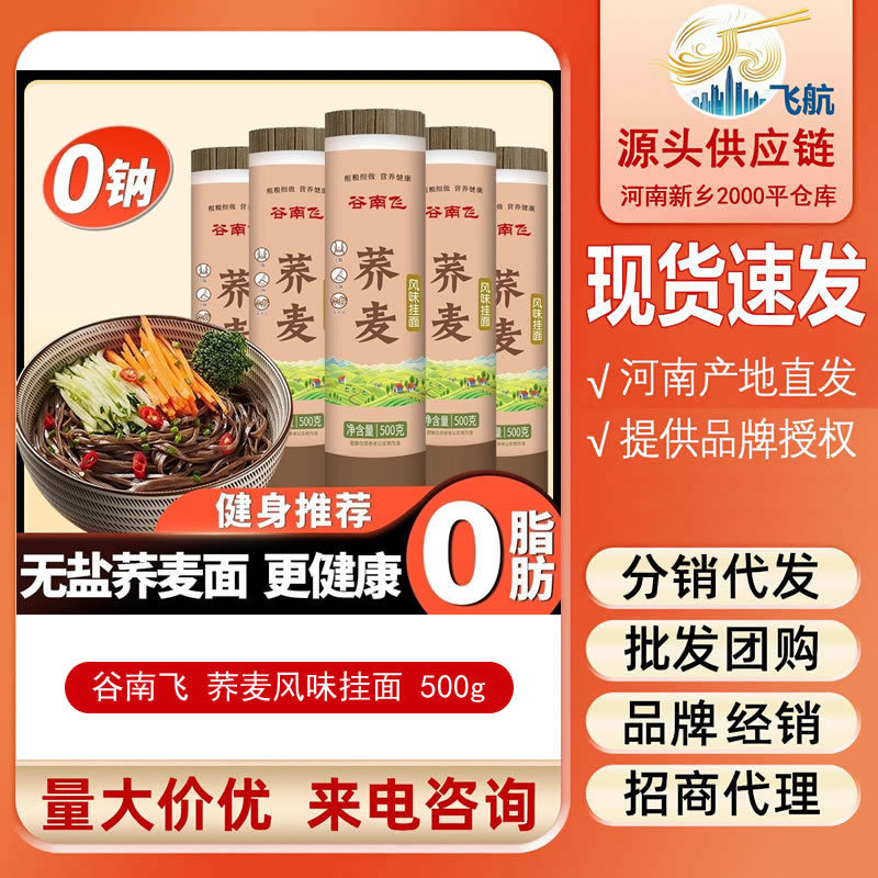 谷南飞 荞麦风味挂面 500g 粗粮杂粮肪主食代餐荞麦面条