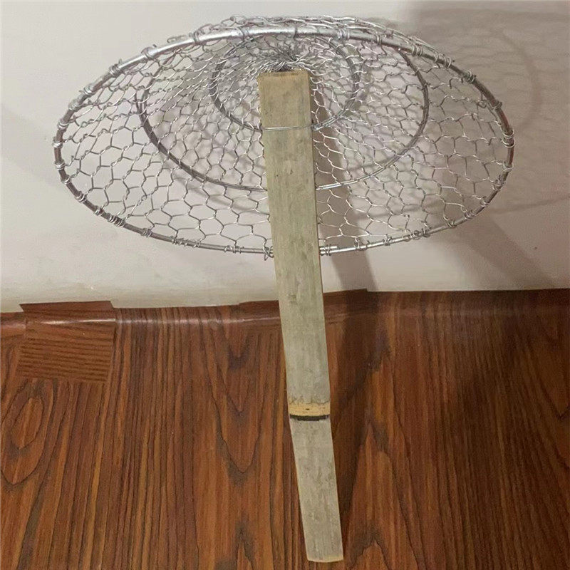 手工编织铁丝漏勺 不锈钢丝捞油炸菜面过滤笊篱 加长手柄超大直径