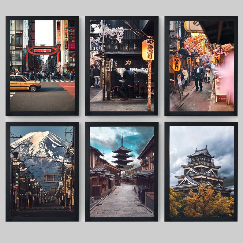 装饰画画框挂画墙壁日本风景东京新宿居酒屋摄影大阪京都富士山