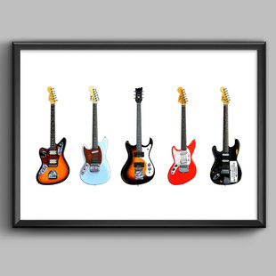 电吉他NIRVANA柯本芬德装饰画有框挂画墙壁海报摇滚音乐琴行教室