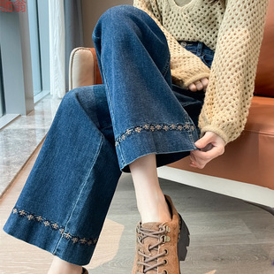 阔 高腰宽松九分窄版 Y9Z实拍高端小个子直筒牛仔裤 女春秋2025新款