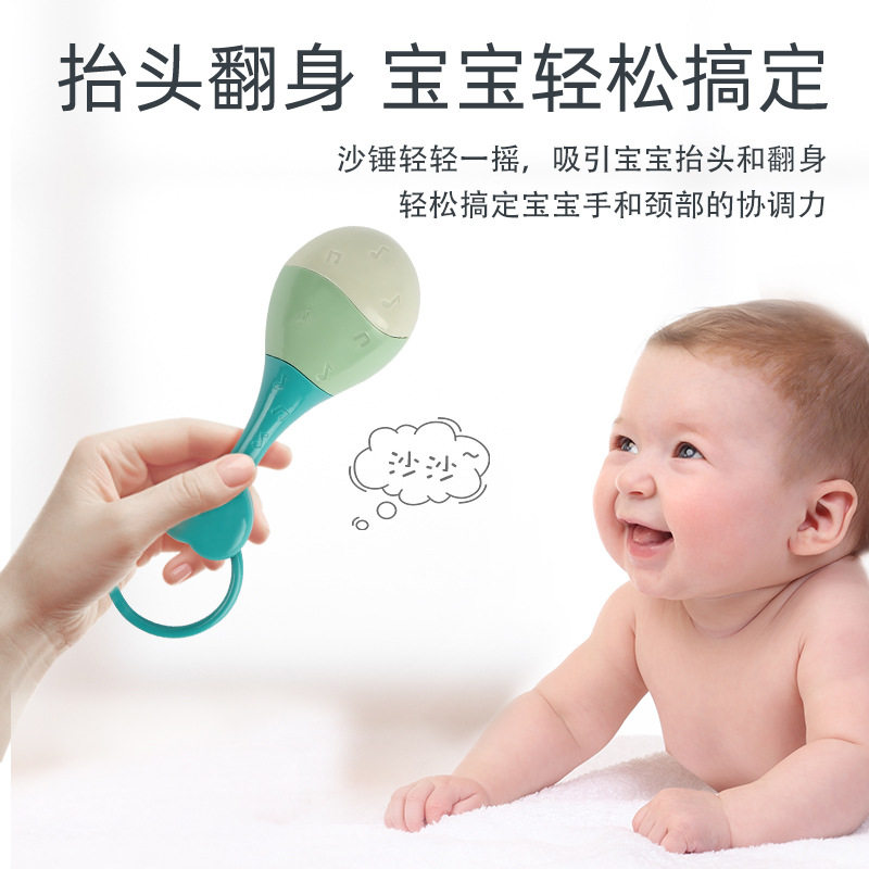 婴儿摇铃玩具01岁手抓握可啃咬新生儿早教双头小沙锤宝宝追视训练