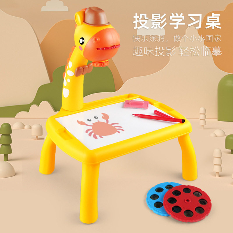 跨境抖音小鹿投影画板涂鸦绘画写字板音乐灯光智能画画神器男女孩