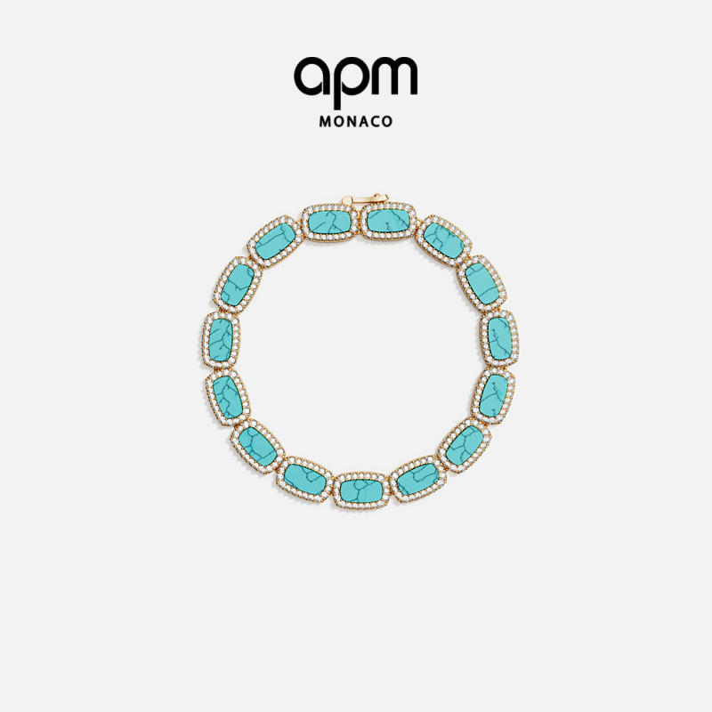 APM湖蓝色手链方形典雅