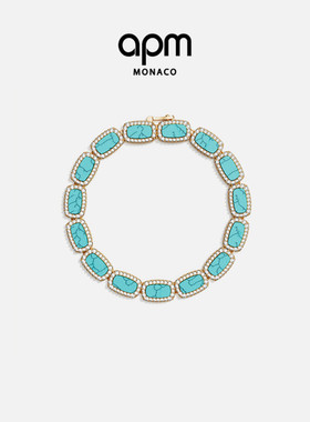 APM Monaco湖蓝色手链典雅方形手饰轻奢高级饰品新年情人节礼物